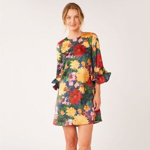 NWT Abbey Glass Bronwyn Mini Dress, Full Bloom Satin, XS